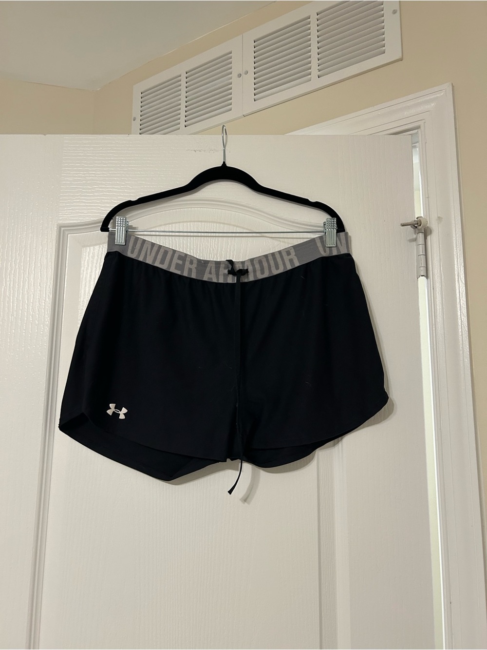 Under Armour Black Athletic Shorts with Gray Waistband